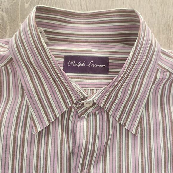Ralph Lauren Mens Purple Label Button Up Dress Shirt Size Large Made in Italy - Picture 3 of 10
